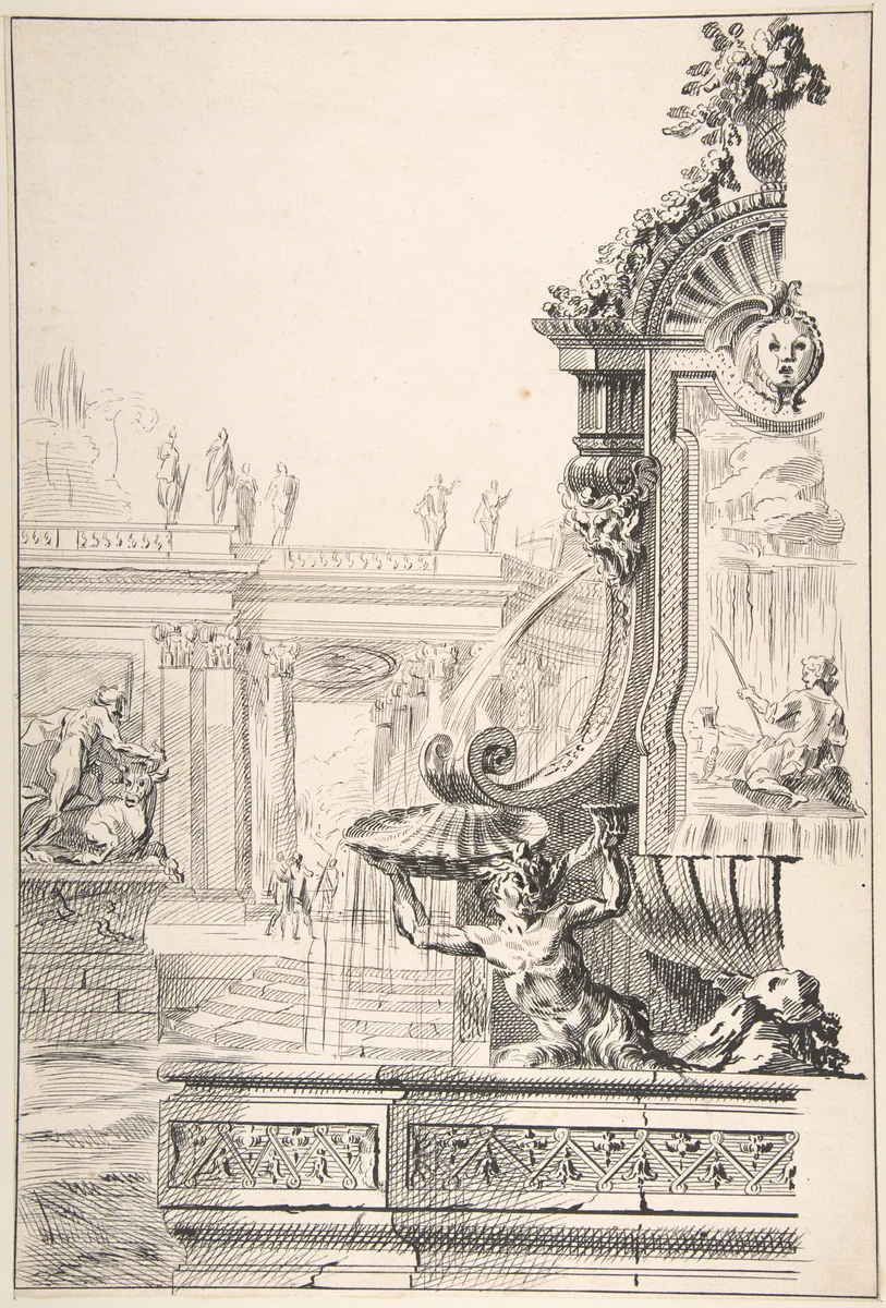 Design for a Garden Capriccio by Gilles Marie Oppenord, drawing, 1685-1742