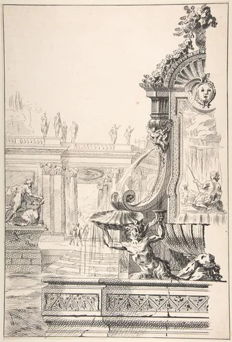 Design for a Garden Capriccio by Gilles Marie Oppenord, drawing, 1685-1742