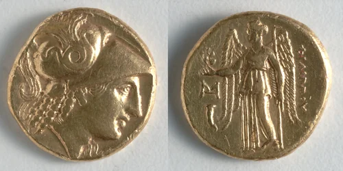 Stater: Head of Athena (obverse); Nike (reverse) by Unknown, metalwork, -323--317