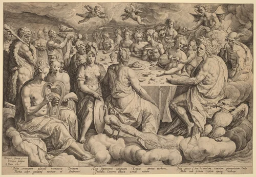 Banquet of the Gods at the Wedding of Peleus and Thetis by Jacques de Gheyn II; Crispin van den Broeck; Jan Pitten, print, 1589