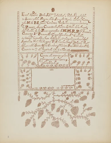Plate 3: Pecos Book of Visitations: From Portfolio "Spanish Colonial Designs of New Mexico" by American 20th Century, index of american design, 1935-1942