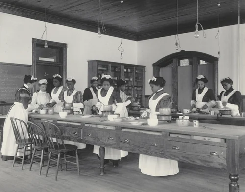 A cooking lesson by Frances Benjamin Johnston, photograph, 1899