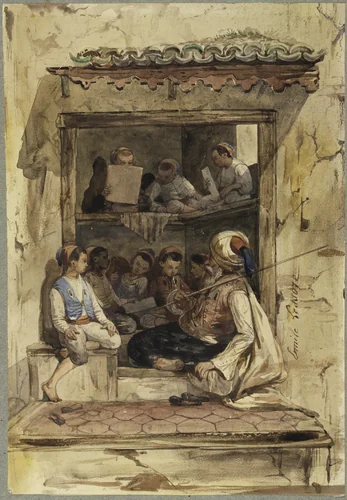 Boy's School by Emile Aubert Lessoire, drawing, 1805-1876