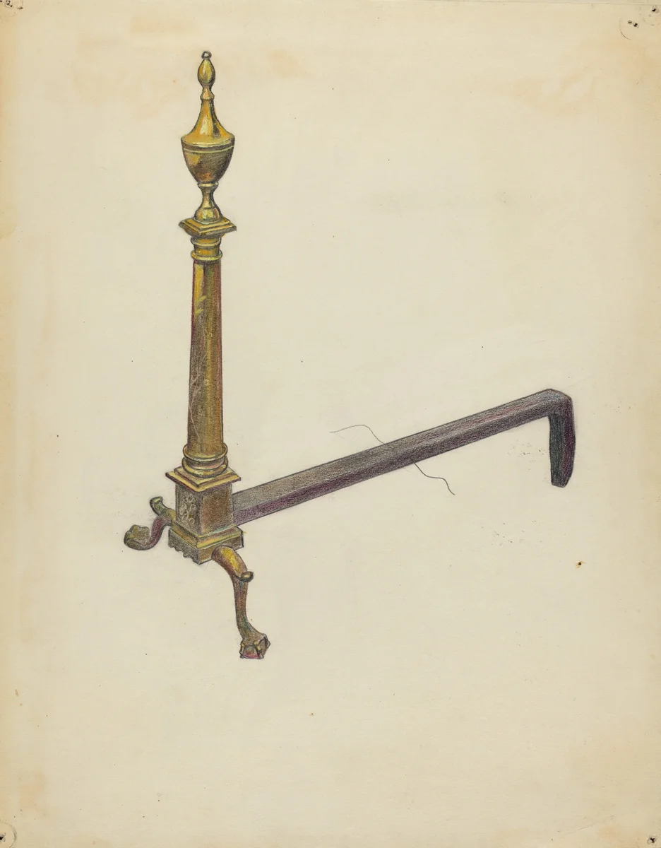 Andiron by Max Schwartz, index of american design, 1953