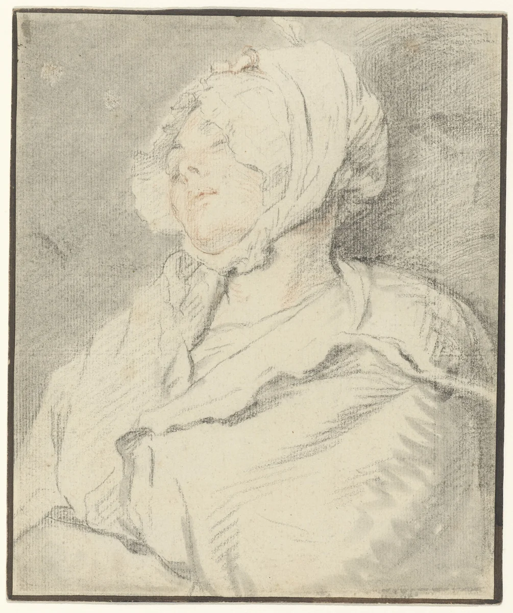 Slapend meisje by Nicolas-Bernard Lépicié, drawing, 1745-1784