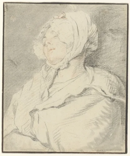 Slapend meisje by Nicolas-Bernard Lépicié, drawing, 1745-1784
