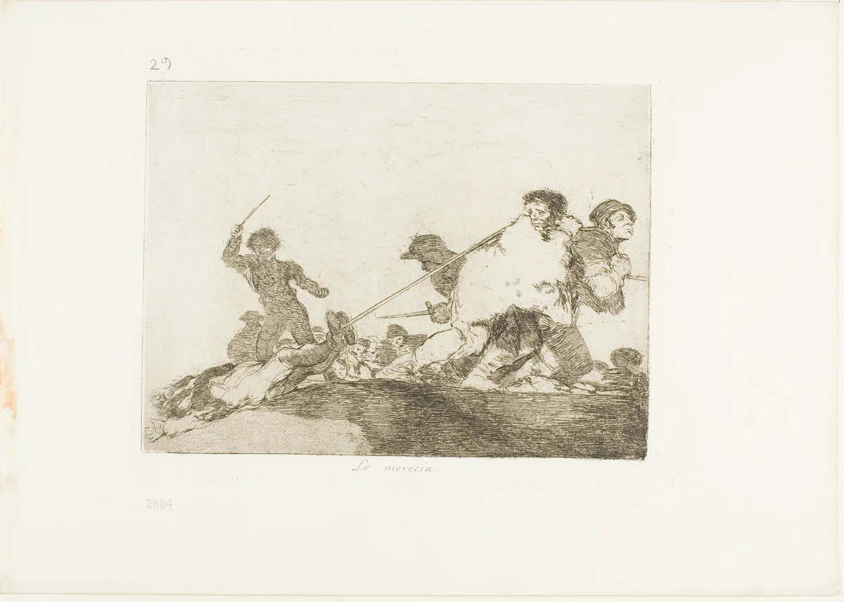 He deserved it, plate 29 from The Disasters of War by Francisco José de Goya, print, 1814-1820