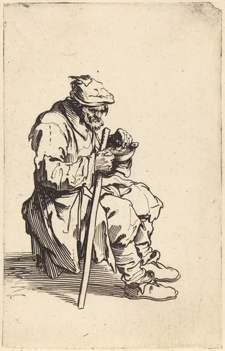 Beggar Eating by Jacques Callot, print, 1622