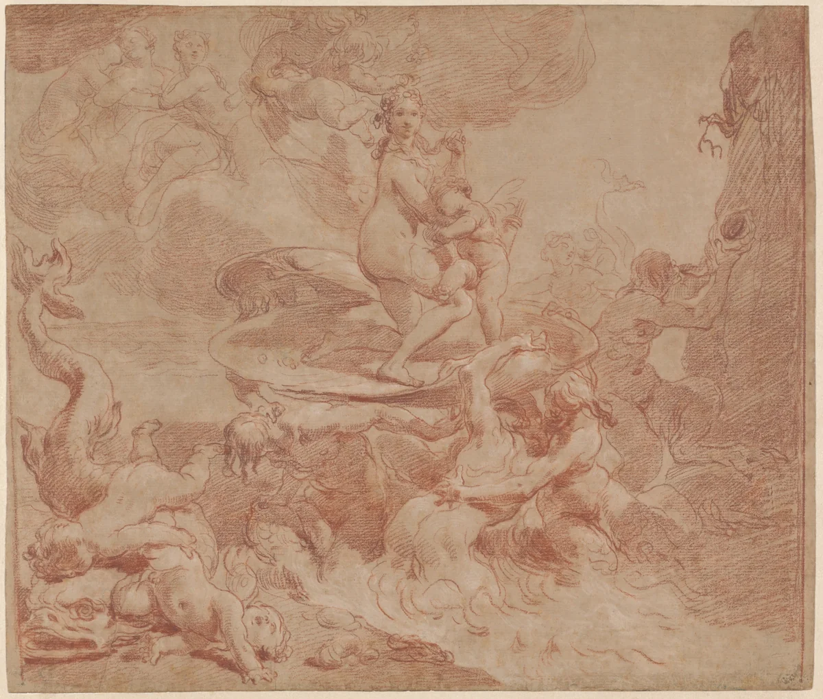 The Birth of Venus by Gaetano Gandolfi, drawing, 1770