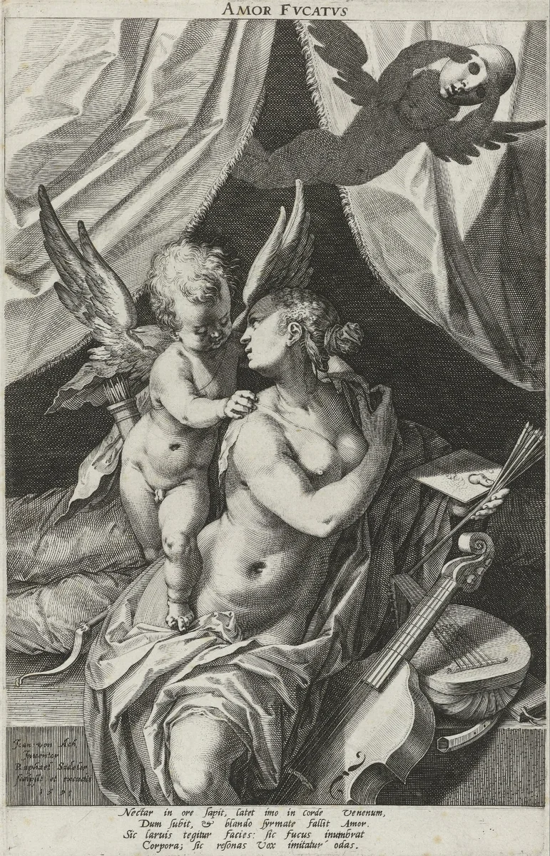 Allegorie op de bedrieglijke liefde by Unknown, print, 1591