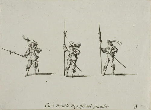 Drill with Halberds, plate three from The Military Exercises by Jacques Callot, print, 1635