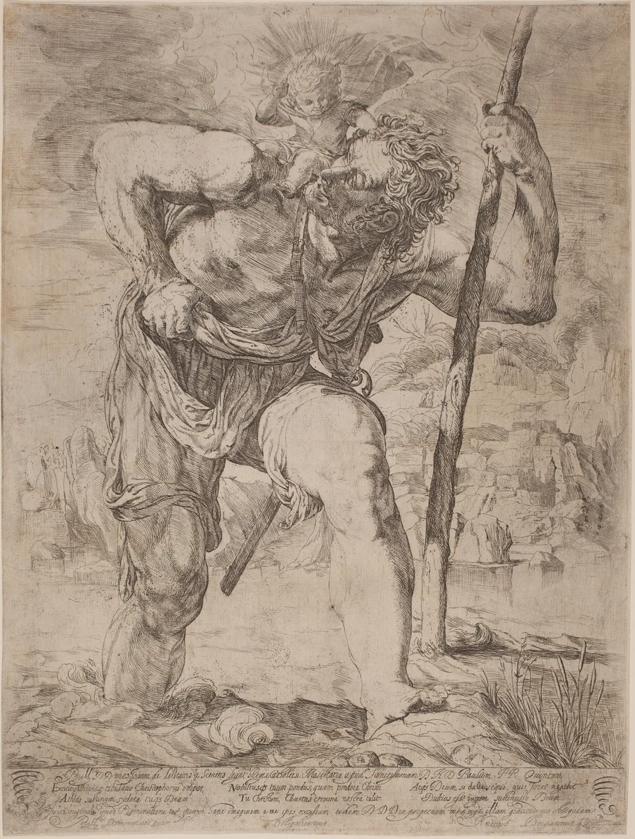 Saint Christopher by Orazio Borgianni, print, 1615