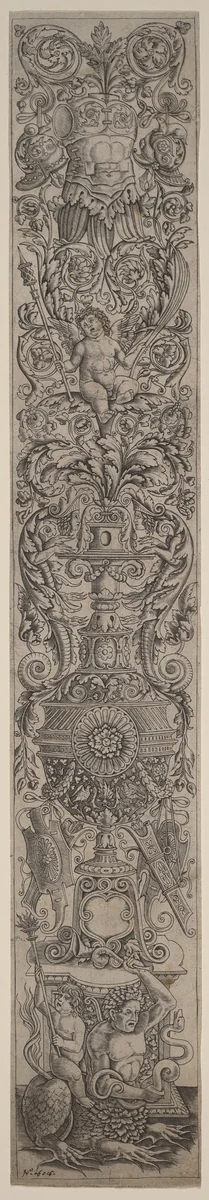 Ornament Panel: Triton Ridden by a Child by Andrea Zoan; Giovanni Pietro Birago, print, 1505-1515