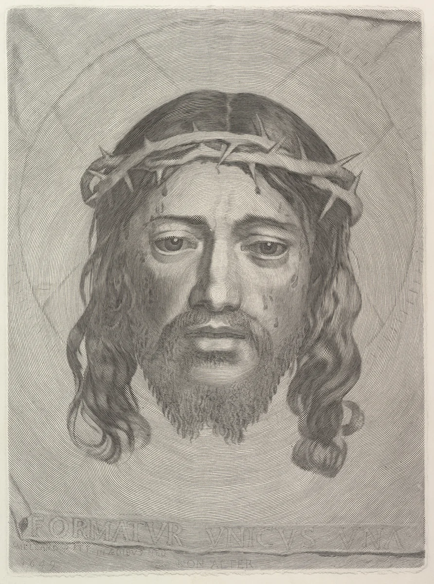 Face of Christ on St. Veronica's Cloth by Claude Mellan, print, 1649