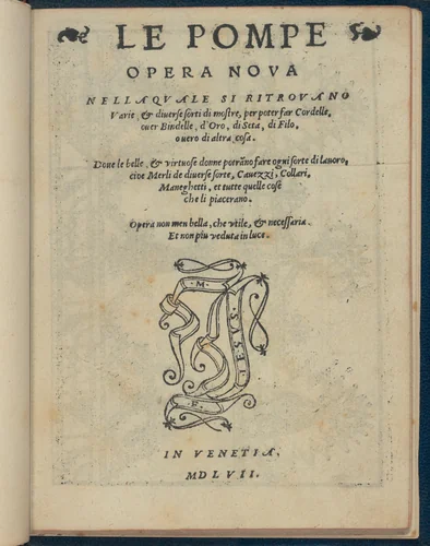 Le Pompe: Opera Nova, title page (recto) by Giovanni Battista & Marchio Sessa, book, 1557