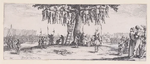 La Pendasion (The Hanging), plate 11 from "Les Misères et les Mal-Heures de la Guerre" (The Miseries and Misfortunes of War) by Jacques Callot, print, 1633