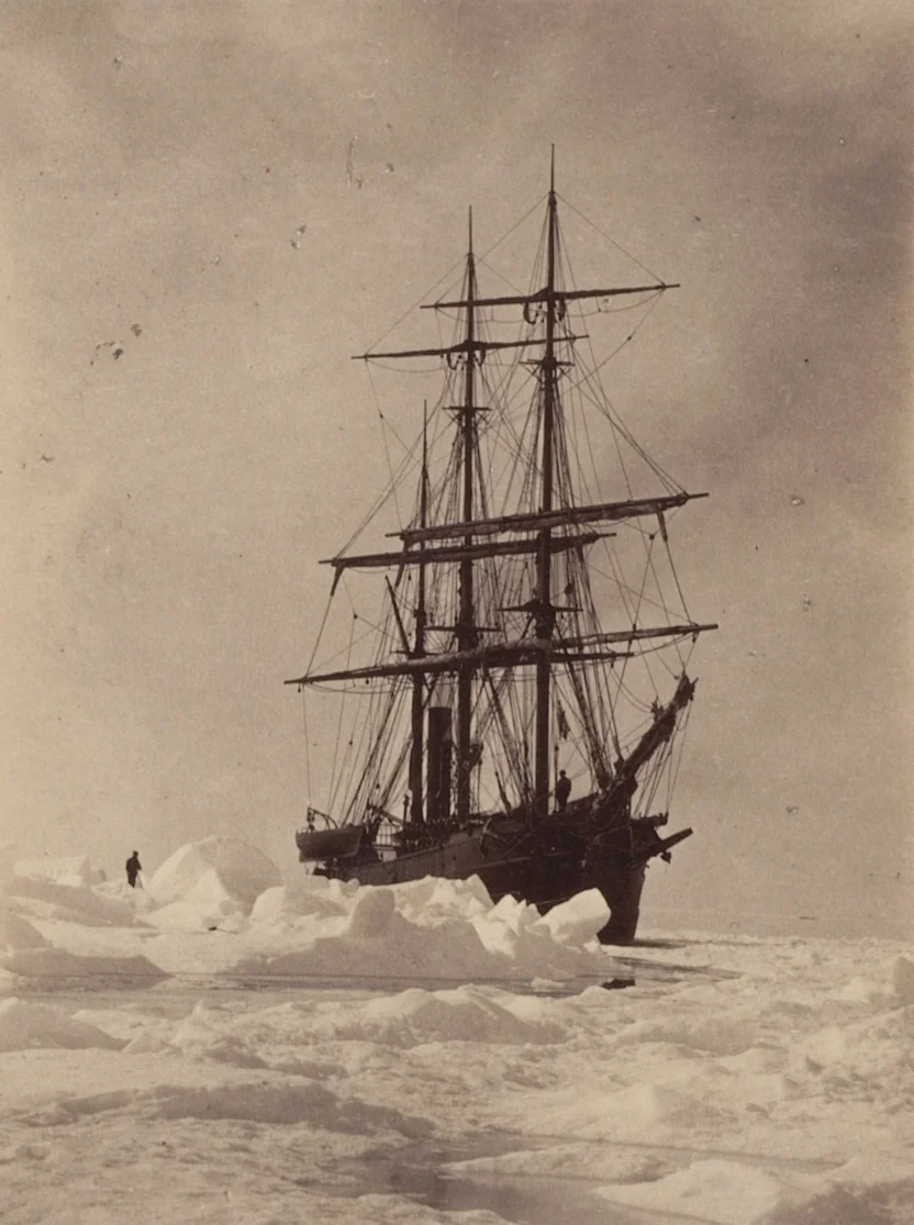 "Where we patiently waited and quietly hoped for the ice to open" by George P. Critcherson, John L. Dunmore, William Bradford, photograph, 1869