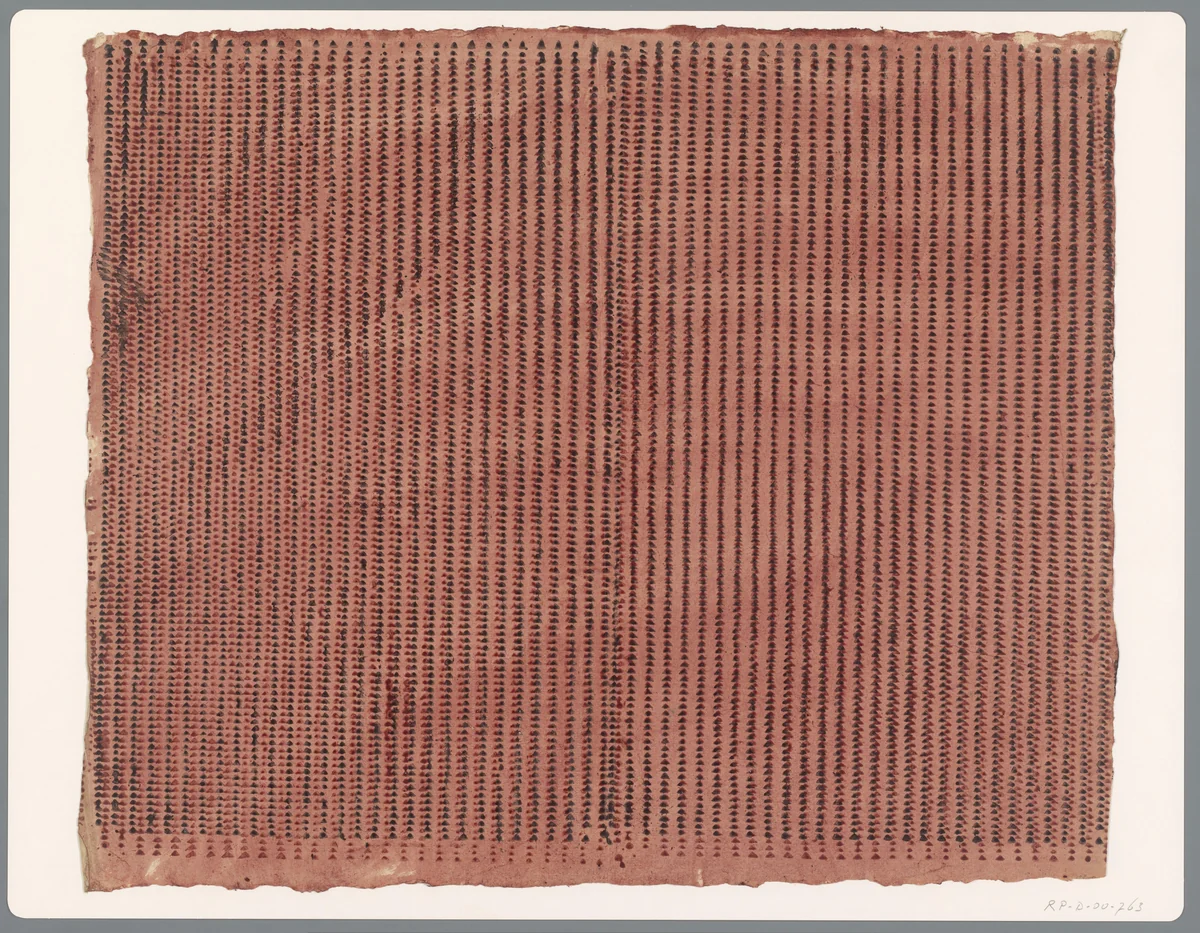 Blad met verticale banenpatroon van pijltjesmotief by anonymous, print, 1750-1950