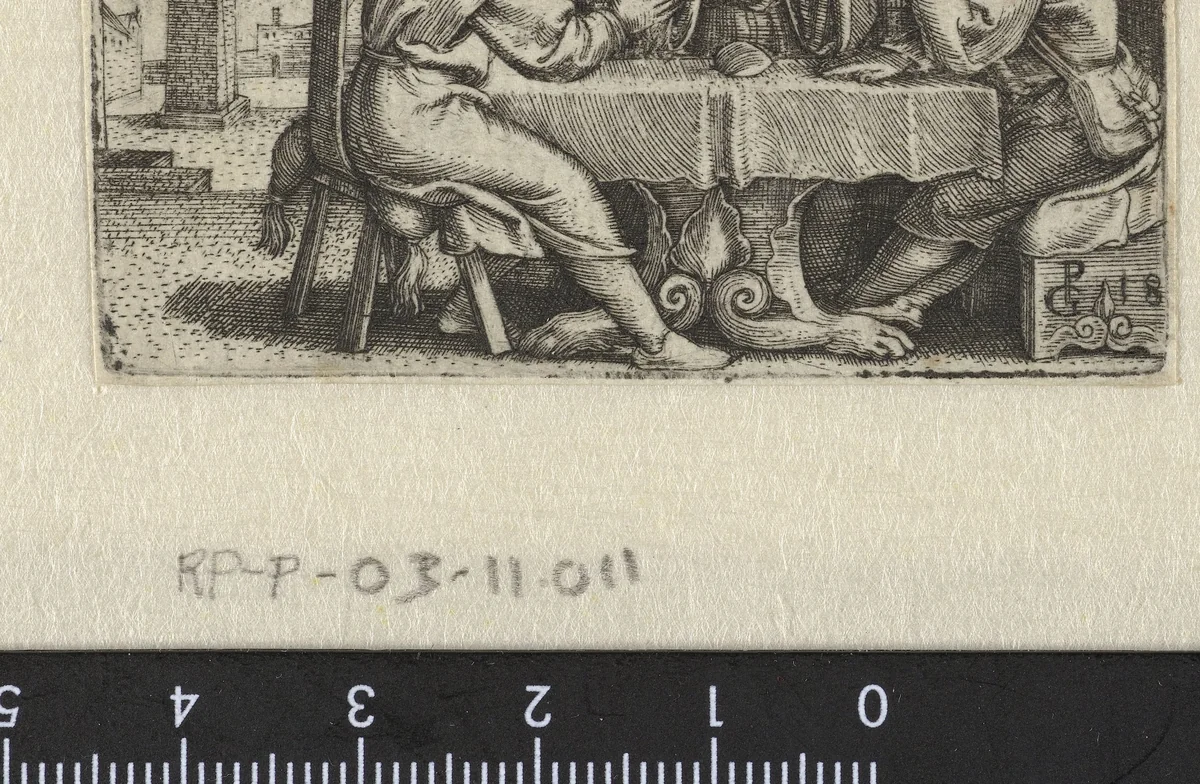 Maaltijd in Emmaüs by Unknown, print, 1534-1535