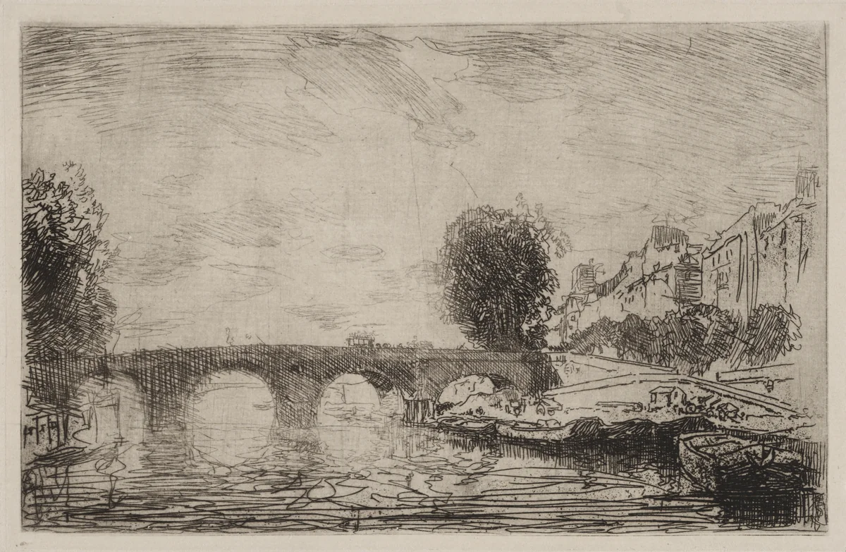 Sunset at Pont Marie by Auguste Louis Lepère, print, 1890