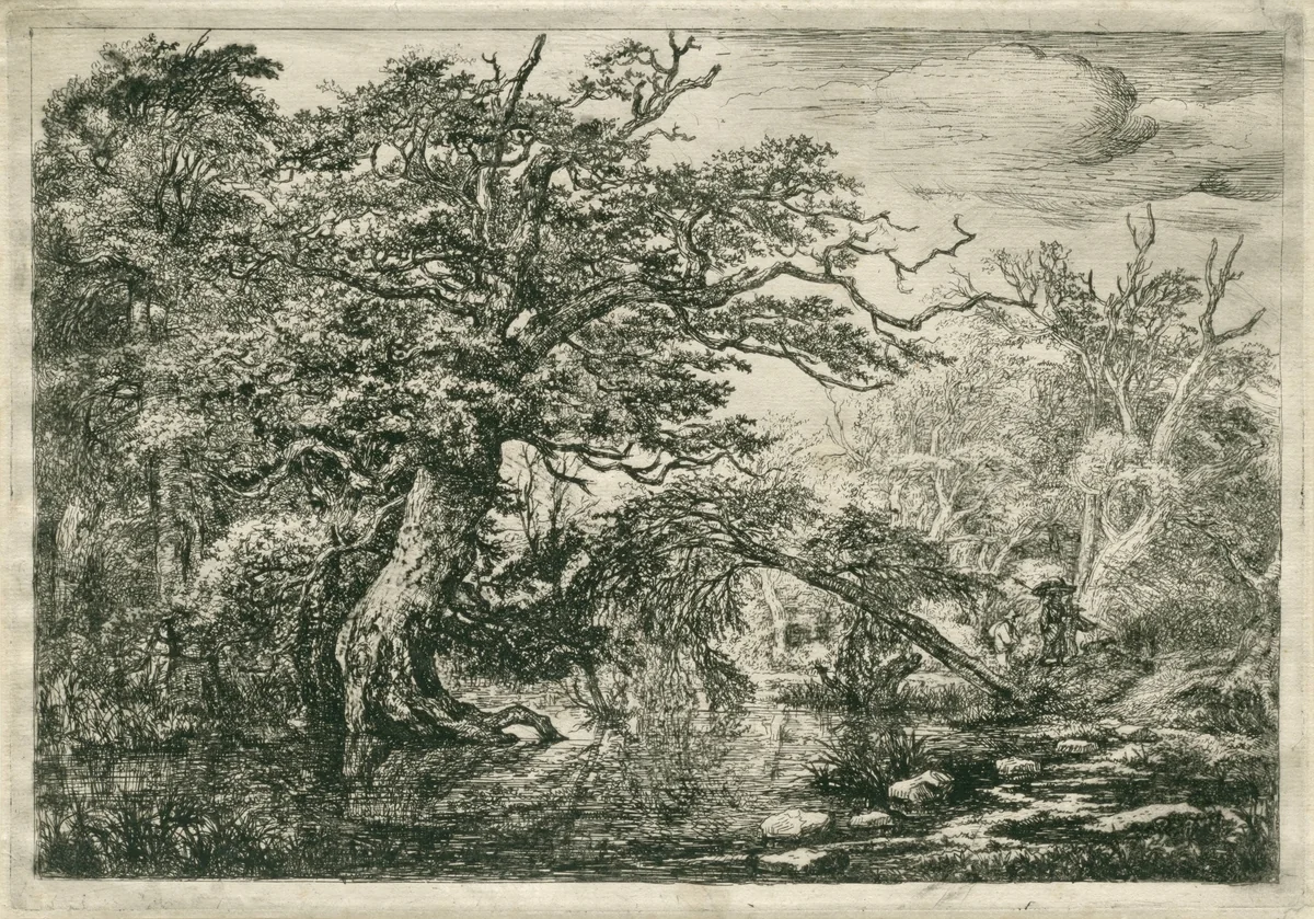 De reizigers by Jacob Isaacksz van Ruisdael, print, 1650-1699