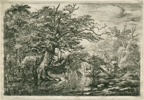 De reizigers by Jacob Isaacksz van Ruisdael, print, 1650-1699