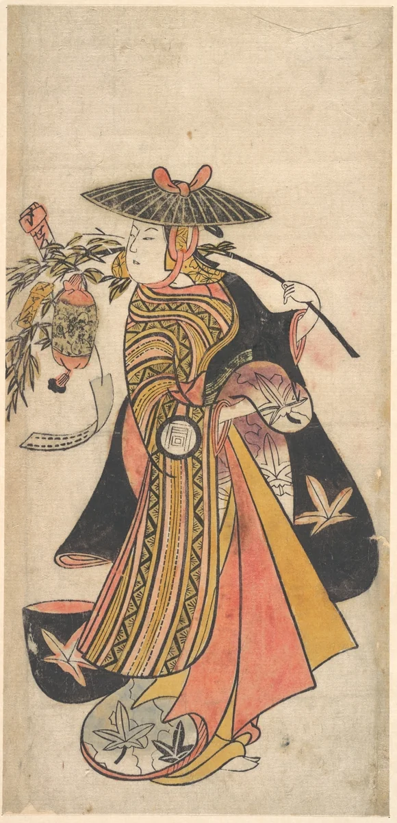 Actor Sanogawa Ichimatsu (1722–1763) as a Courtesan during the Tanabata Festival by Okumura Toshinobu, print, 1720-1740