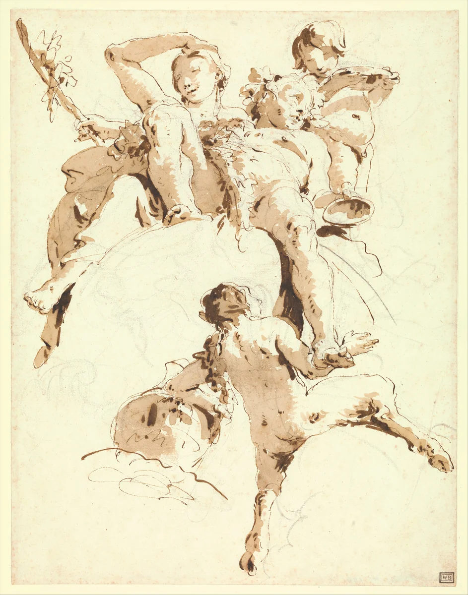 Bacchus and Ariadne by Giovanni Battista Tiepolo, drawing, 1737-1743