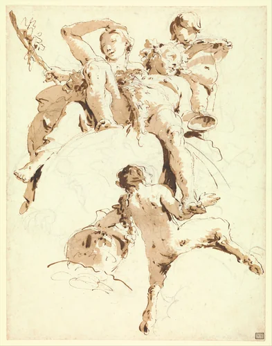 Bacchus and Ariadne by Giovanni Battista Tiepolo, drawing, 1737-1743