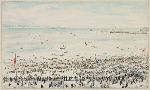 Weymouth Bay, Victory Day Celebrations by Muirhead Bone, drawing, 1946