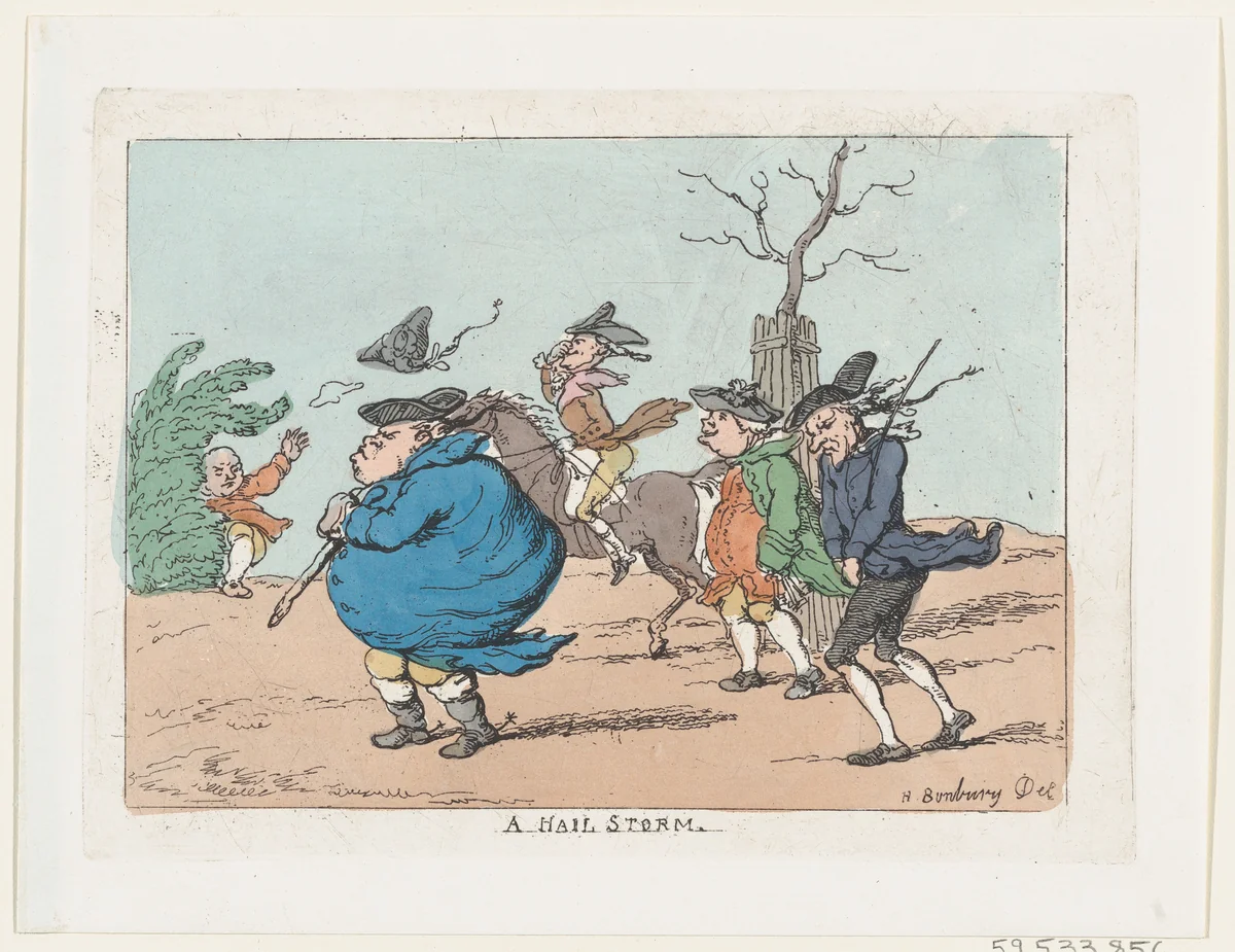A Hail Storm by Henry William Bunbury, print, 1782-1820