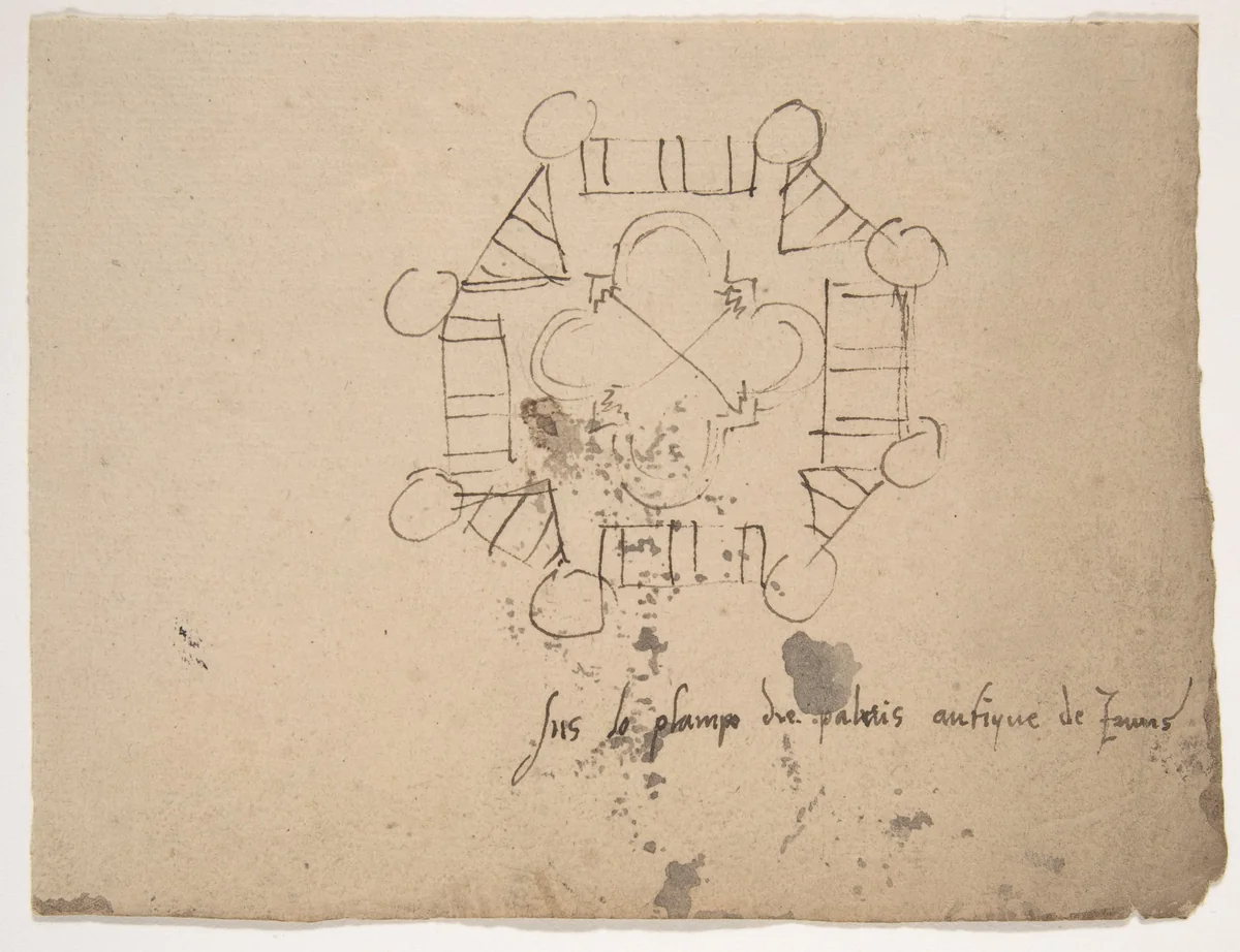 Unidentified, plan (recto) blank (verso) by anonymous, drawing, 1500-1560