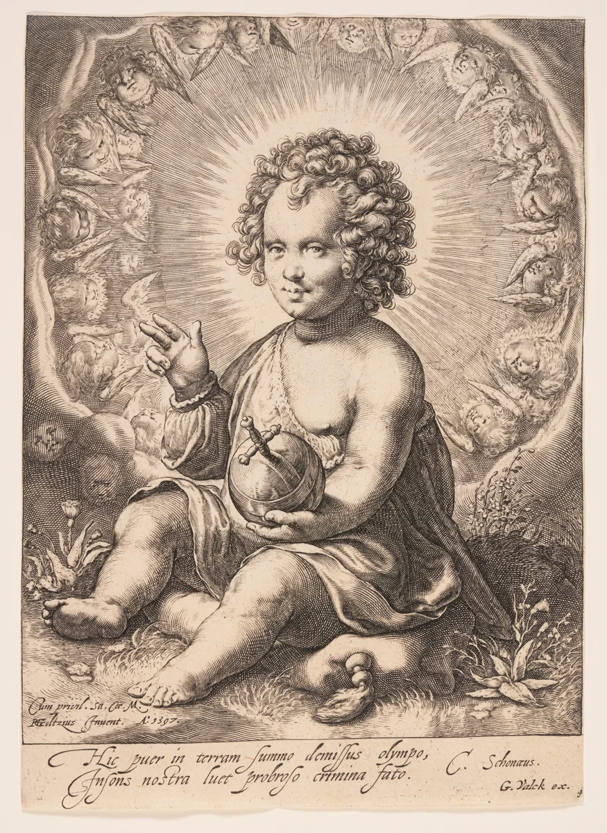 Salvator Mundi by Jacob Matham, print, 1597