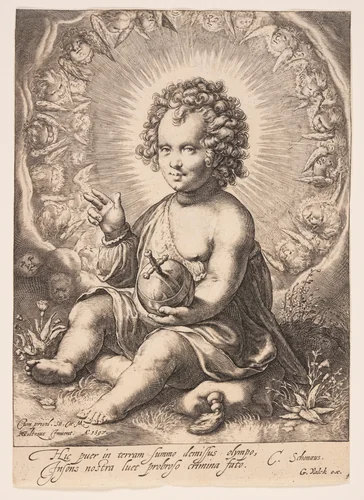 Salvator Mundi by Jacob Matham, print, 1597