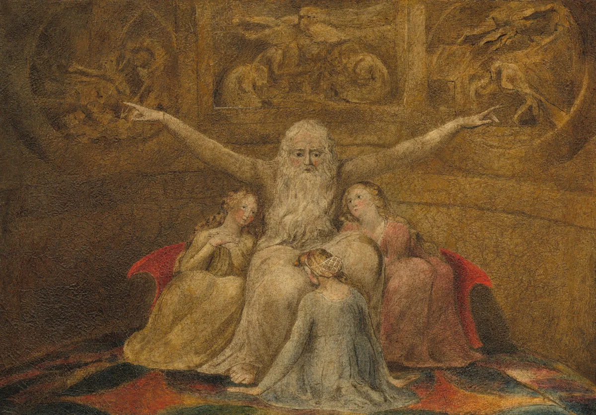 Job and His Daughters by William Blake, painting, 1799-1800