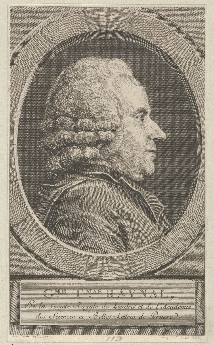 Portrait of Guillaume-Thomas Raynal by Augustin de Saint-Aubin, print, 1773