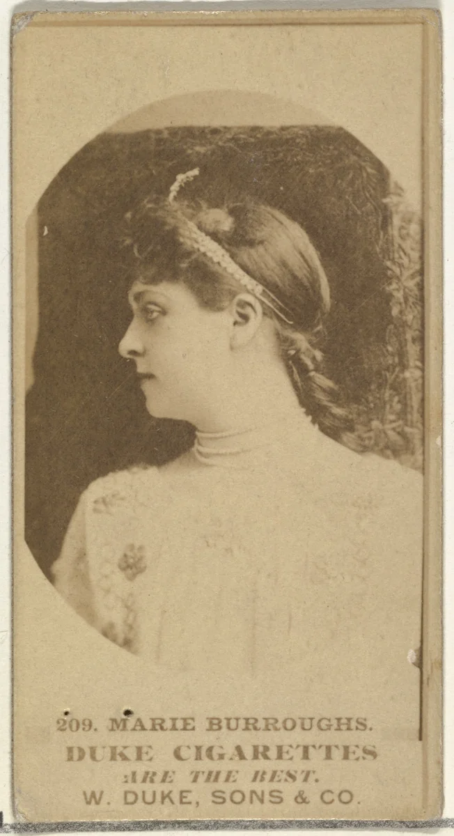 Card Number 209, Marie Burroughs, from the Actors and Actresses series (N145-7) issued by Duke Sons & Co. to promote Duke Cigarettes by W. Duke, Sons & Co., photograph, 1880-1889