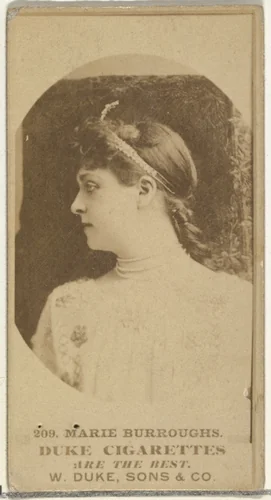 Card Number 209, Marie Burroughs, from the Actors and Actresses series (N145-7) issued by Duke Sons & Co. to promote Duke Cigarettes by W. Duke, Sons & Co., photograph, 1880-1889