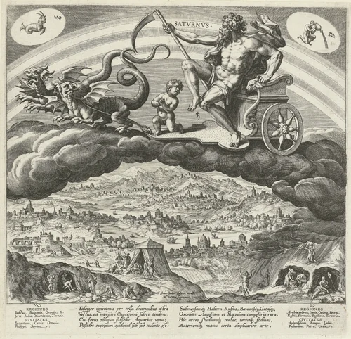 De planeet Saturnus en zijn invloed op de wereld by Unknown, print, 1585
