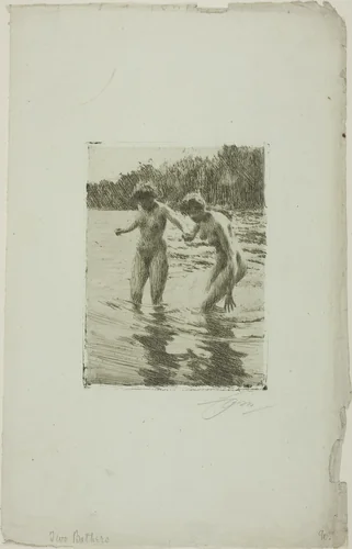 Two Bathers by Anders Zorn, print, 1910