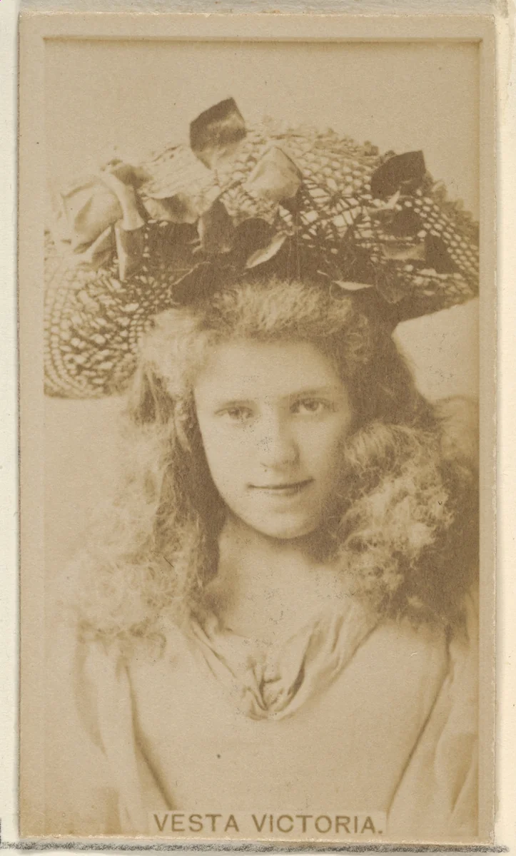 Vesta Victoria, from the Actors and Actresses series (N45, Type 8) for Virginia Brights Cigarettes by Allen & Ginter, photograph, 1885-1891