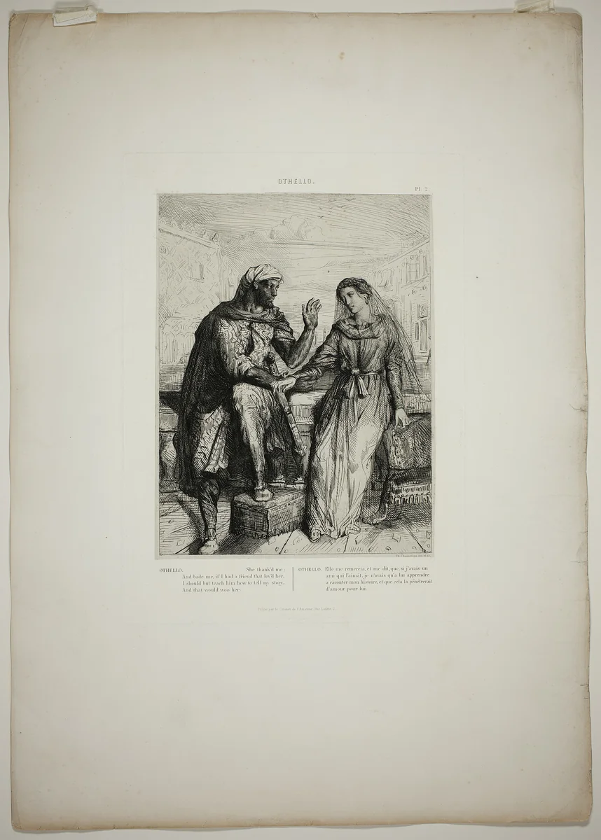 She Thank'd Me, plate two from Othello by Théodore Chassériau, print, 1844