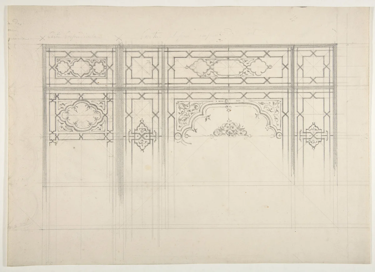 Design for the decoration of a ceiling by Jules-Edmond-Charles Lachaise, drawing, 1830-1897