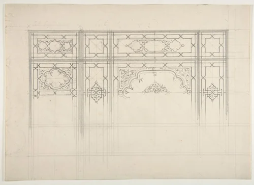 Design for the decoration of a ceiling by Jules-Edmond-Charles Lachaise, drawing, 1830-1897