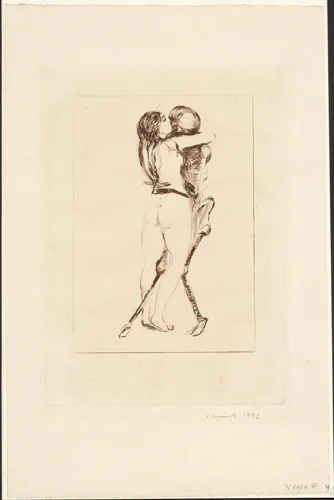 Death and the Woman by Edvard Munch, print, 1894