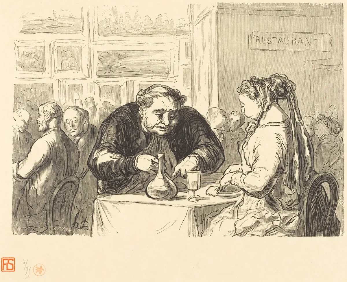 Au buffet de l'Exposition des Beaux-Arts by Étienne Honoré Daumier, portfolio, 1868