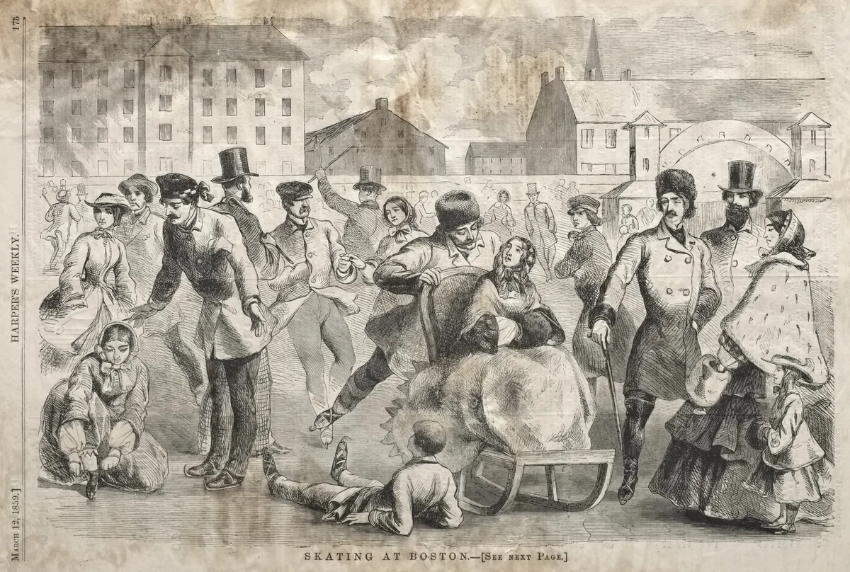 Skating at Boston by Winslow Homer, print, 1859
