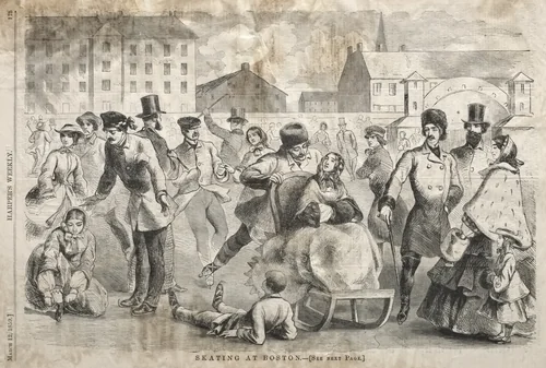 Skating at Boston by Winslow Homer, print, 1859