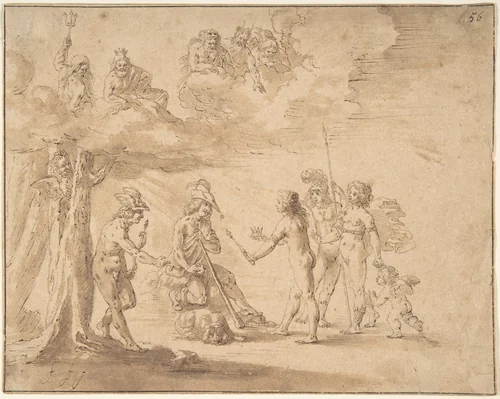 Judgment of Paris by anonymous, drawing, 1600-1699
