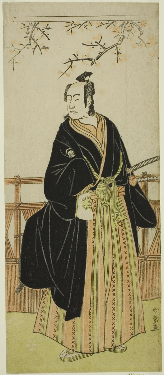 The Actor Sawamura Sojuro III as Soga no Juro Sukenari in the Play Edo no Hana Mimasu Soga, Performed at the Nakamura Theater in the First Month, 1783 by Katsukawa Shunjo, print, 1778-1788